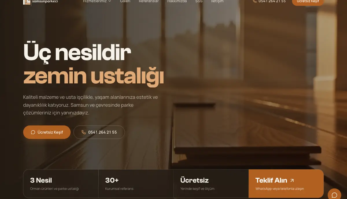 Samsun Parkeci — proje ekran görüntüsü