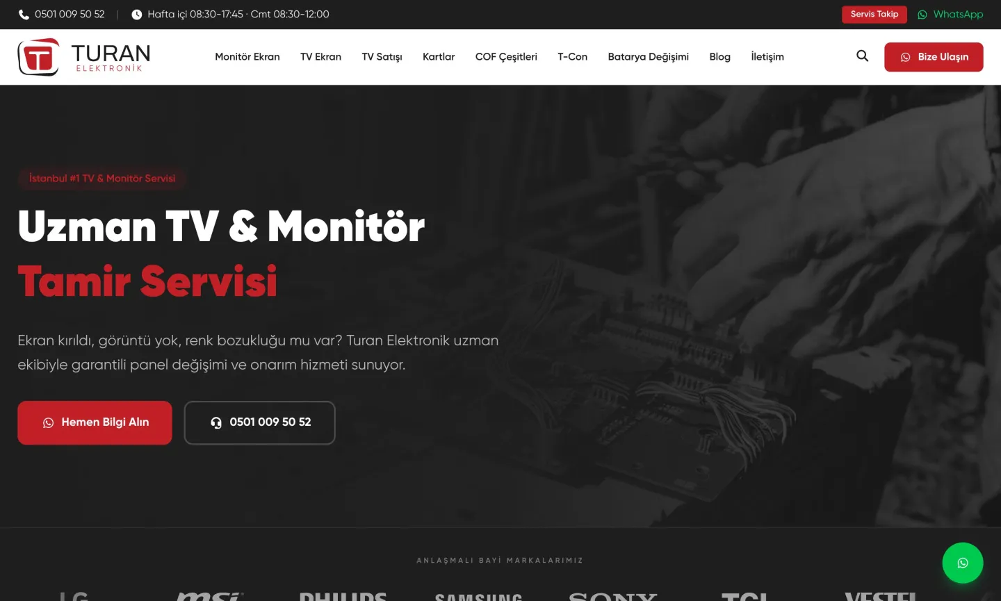 Turan Elektronik — proje ekran görüntüsü